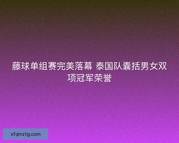 藤球单组赛完美落幕 泰国队囊括男女双项冠军荣誉